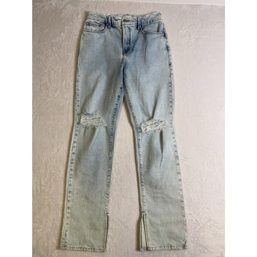 Good‎ American Jeans Women's 4 (27) Good Boy Ripped Knee Straight Leg